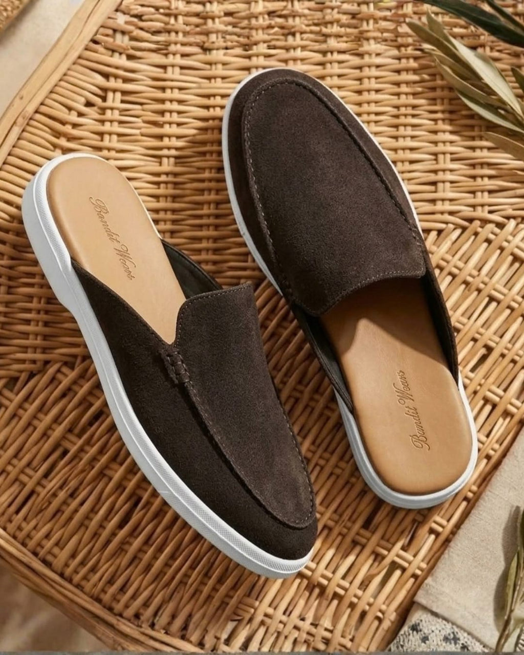 The Nomad Suede Mule in Dark Charcoal (Rubber sole)