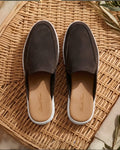 The Nomad Suede Mule in Dark Charcoal (Rubber sole)
