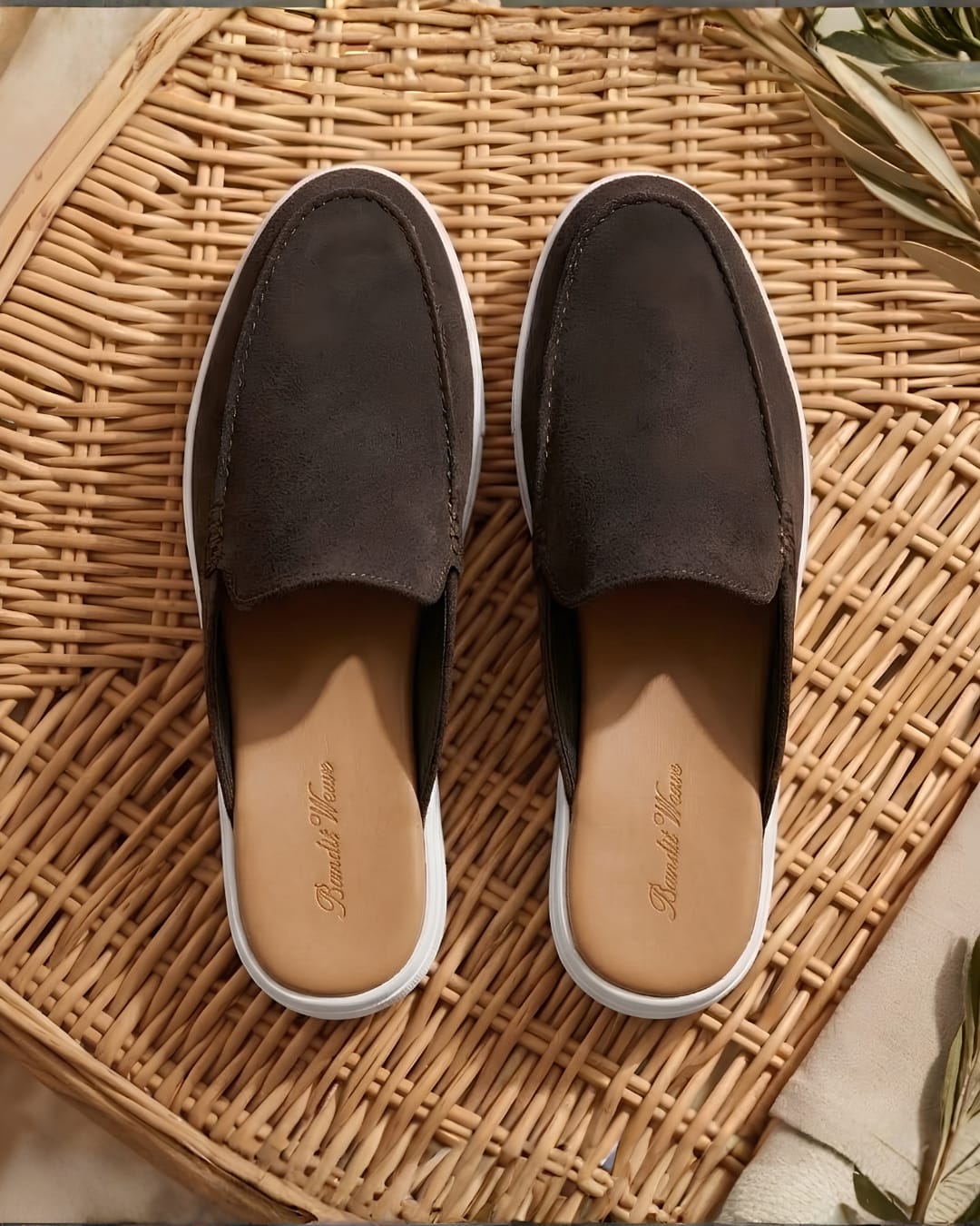 The Nomad Suede Mule in Dark Charcoal (Rubber sole)